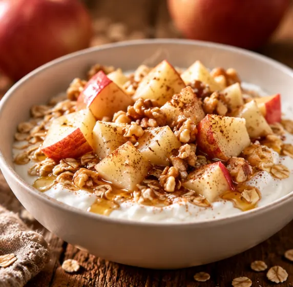 Yoghurt bowl with oats and apple